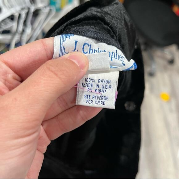 Vintage J Christopher Black Velvet Velour Midi Skirt Womens XS Rayon Modest - Picture 5 of 8